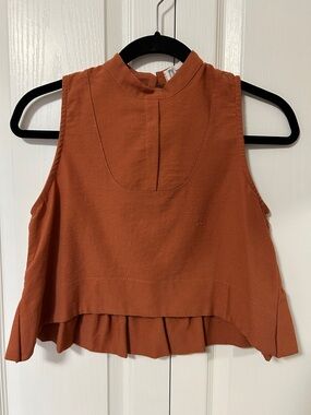 Sleeveless Mock Neck Cropped Top - Rust